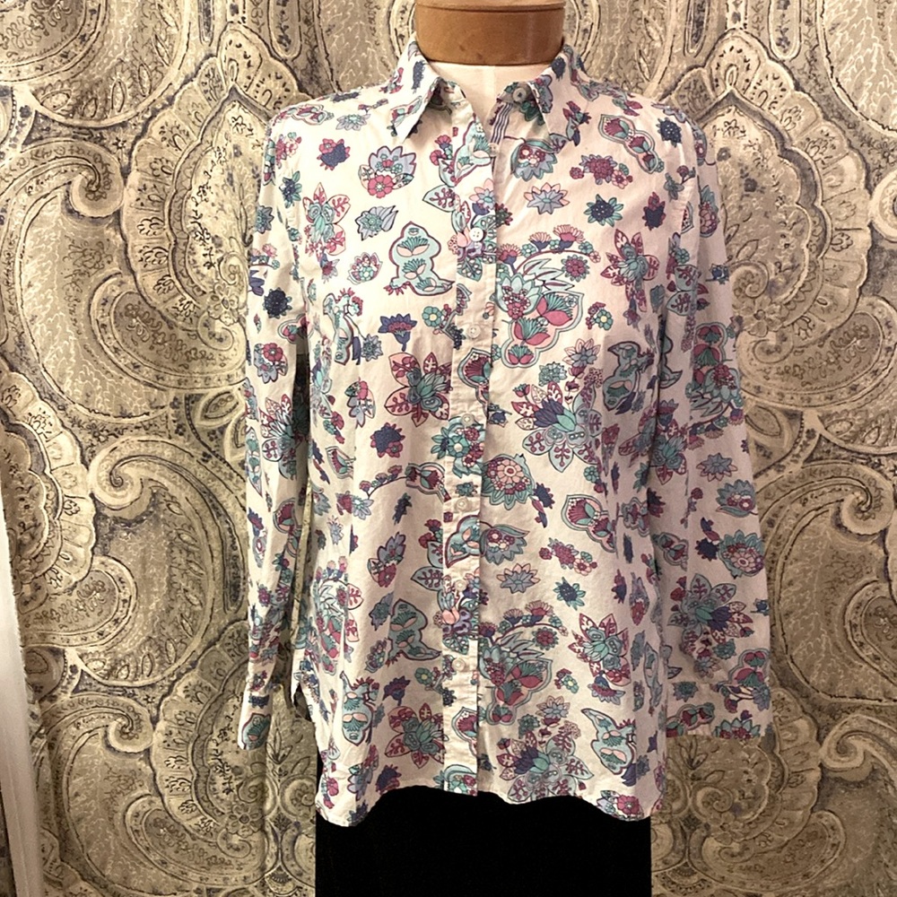 Talbots shirt, multi color, front button up   Long sleeve. Mp